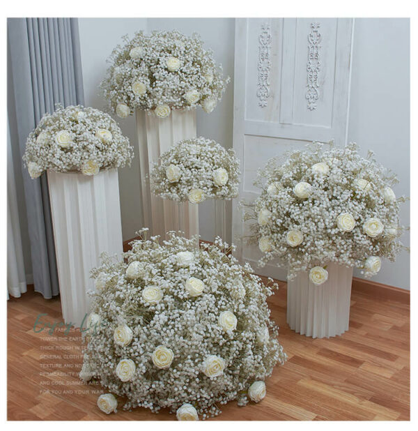 Boule gypsophiles roses blanches 1