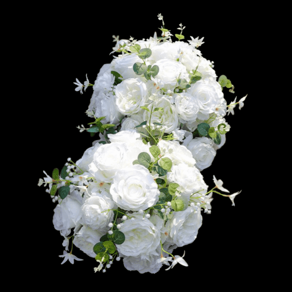 Boule de fleurs de 42 cm roses blanches et gypsophiles – Image 2