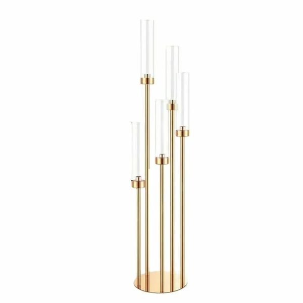 Lot de 10 bougeoirs centres de table doré base ronde